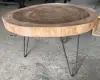  Product image 6 of the product “Low natural wood table round from suar with metal legs 